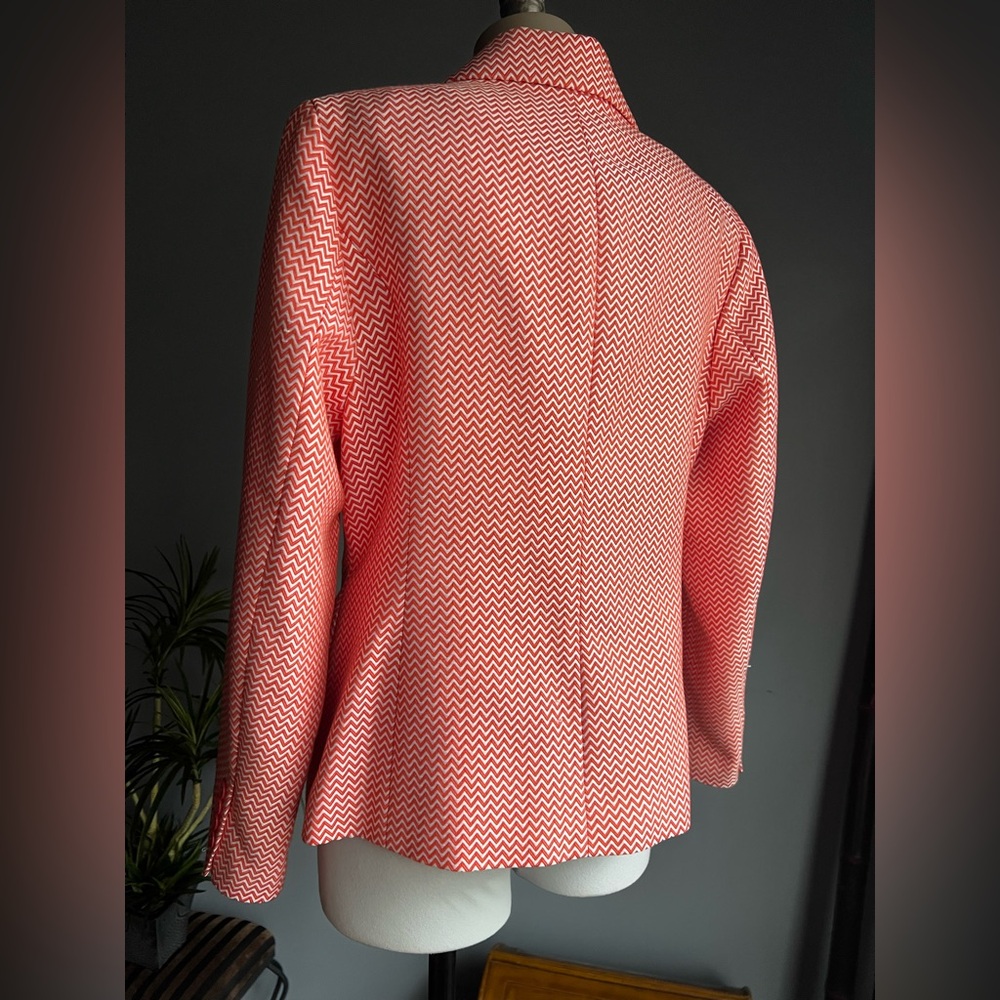 Women's Orange and White Chevron Blazer Double Breasted Blazer Jacket Size 1X - Picture 4 of 7